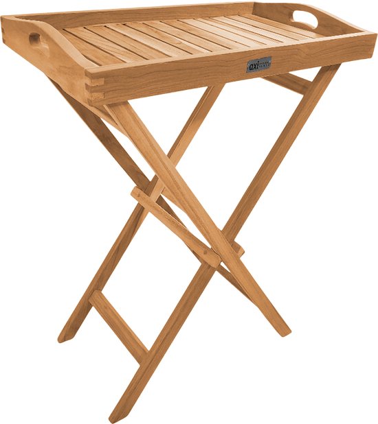 Table d'appoint pliable AXI Lora en teck – Avec plateau amovible – 60 x 35 x 75 cm – Teck – Légère – Pliable – Pour le jardin, la terrasse et le balcon