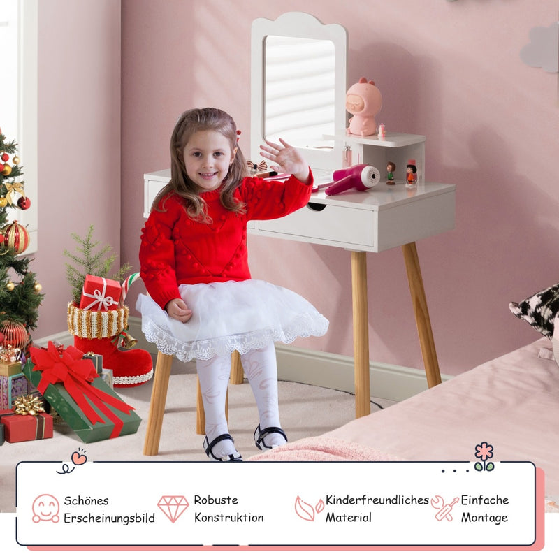 Coast 2 in 1 children's Lid Table Set desk & stool with mirror 70 x 37 x 100 cm white