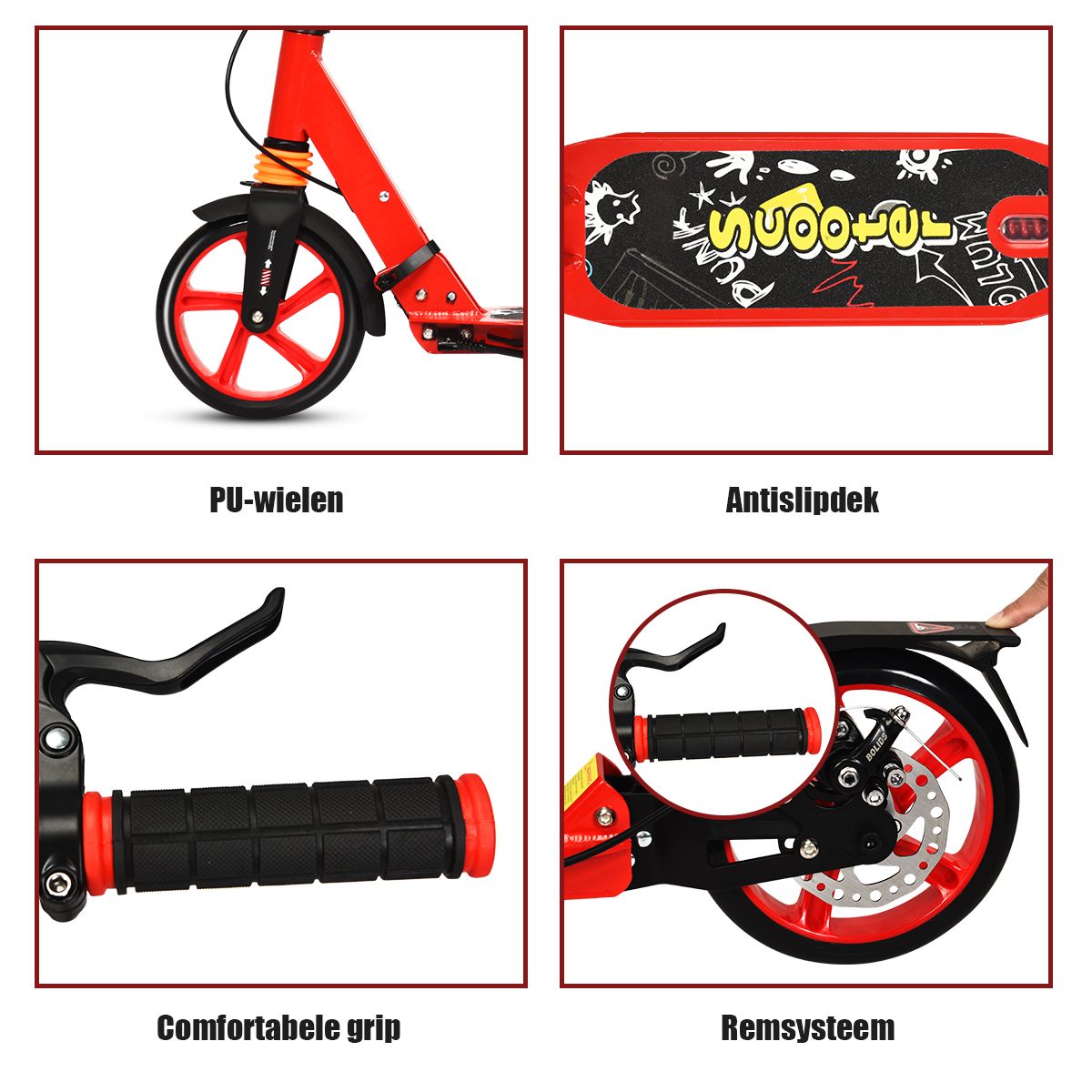 Trottinette pliable pour enfants Coast - guidon réglable - avec freins - alliage d'aluminium - argent