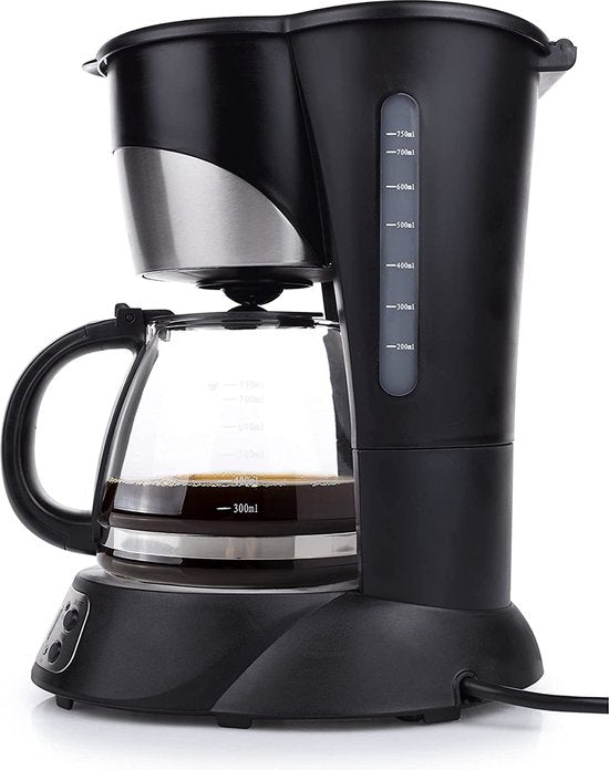 Cafetière Tristar CM-1235 - Cafetière à filtre 750 ml - Adaptée au camping - Fonctions numériques et minuterie - Pichet en verre, filtre à café amovible - 7 tasses - Noir