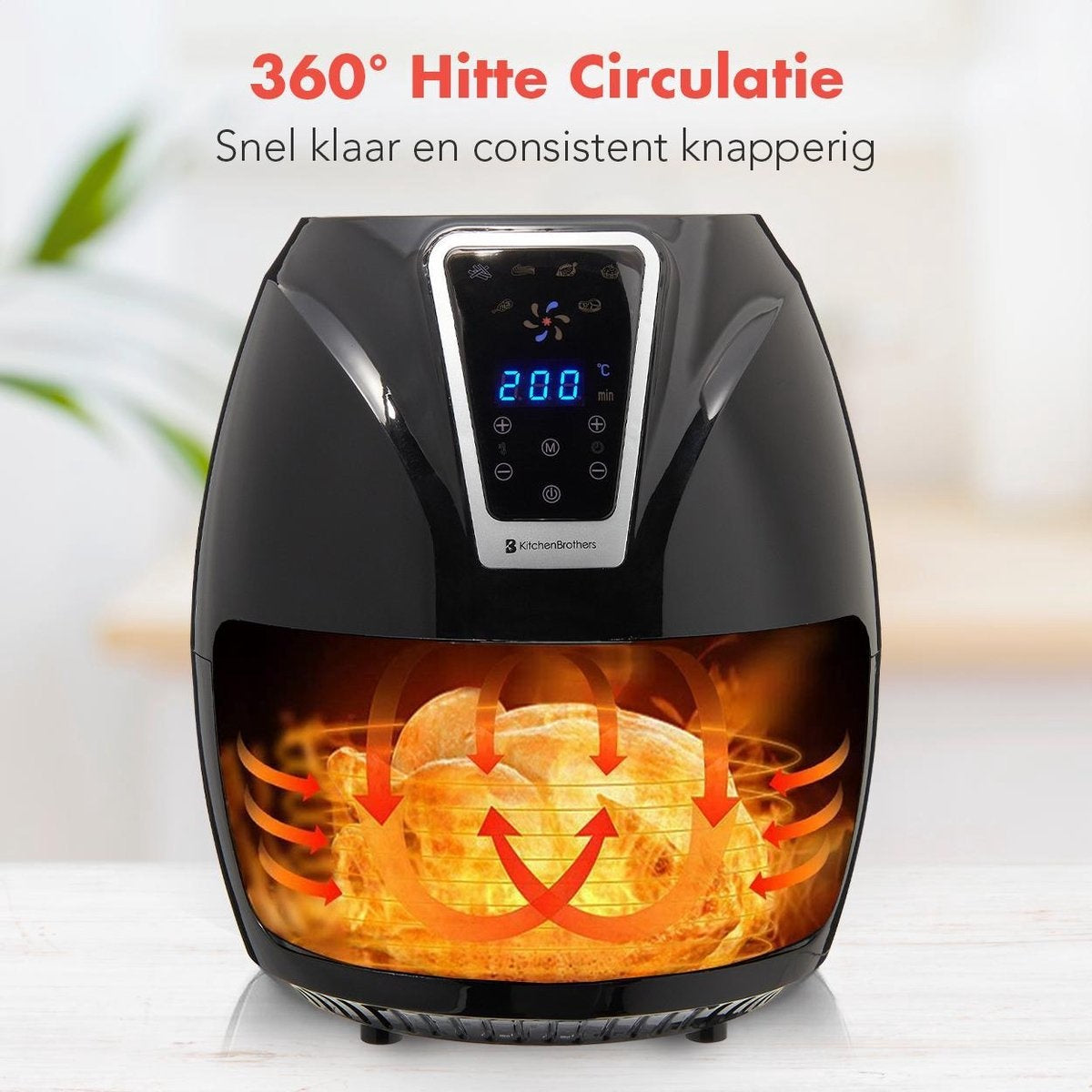 Airfryer KitchenBrothers Friteuse sans huile à hair chaud - 7 programmes automatiques - 80-200°C - 1300W