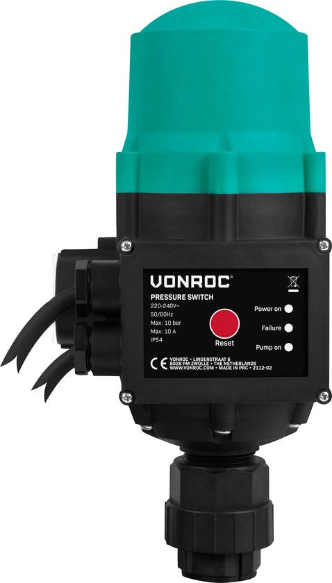 VONROC Pompe hydrophore / Pompe automatique - 1000W - 3500l/h - Avec pressostat - protection contre la marche à sec - Pour l'arrosage et l'arrosage domestique