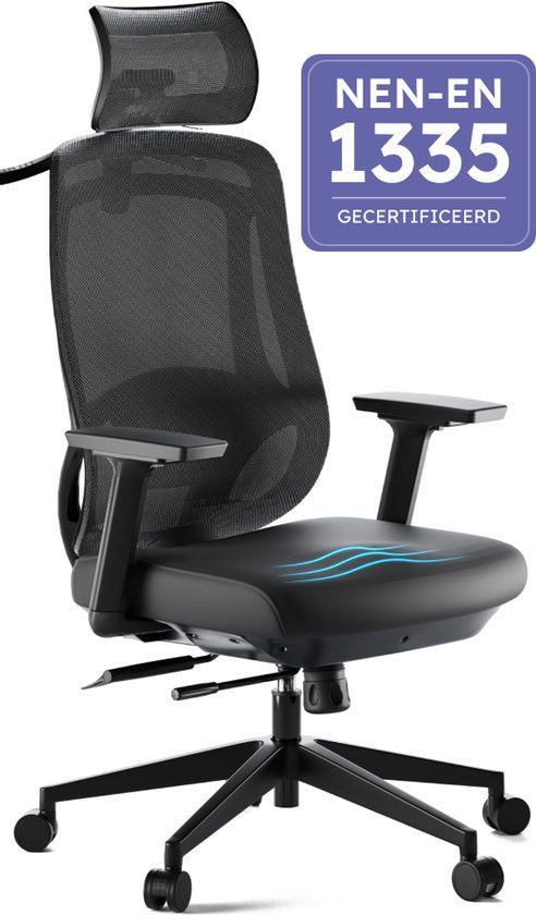 Roveo Ergonomic Office Chair - Chaise de jeu de bureau - Chaise de jeu pour adultes - Chaise de jeu - Noir
