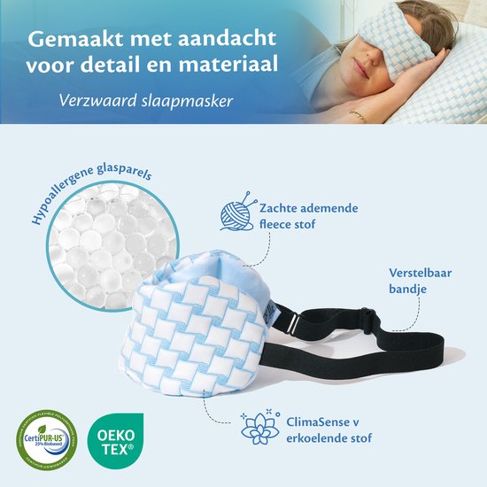Ella Weighted Sleep Mask Women & Men - Masque pour les yeux avec tissu rafraîchissant et velours - Ajustable - Masques de sommeil