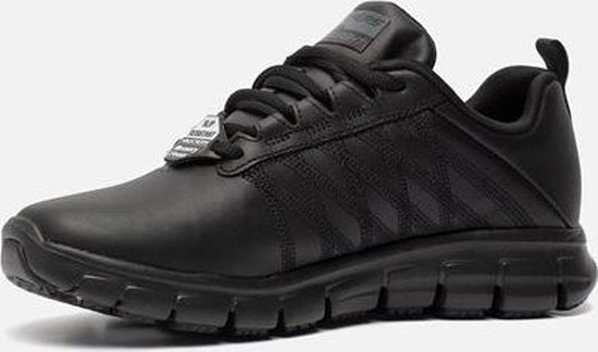 Baskets Skechers Work Relaxed Fit en cuir noir - Femme - Taille 36