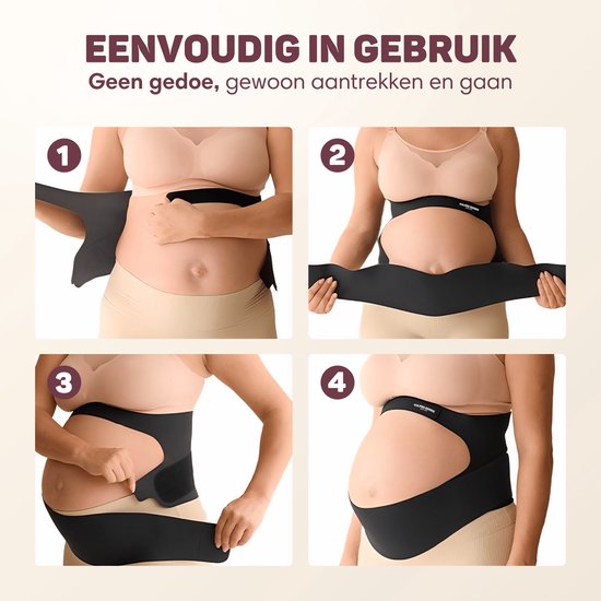 Vulpes Goods® Babycare - Bande abdominale de grossesse - Ceinture de grossesse ajustable - Bande abdominale de grossesse - Invisible et respirante - Soutien abdominal et dorsal - Taille M - Bande pelvienne - Ceinture de grossesse - Soutien pelvien - Sac d