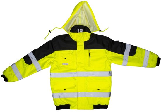 Veste de sécurité Dunlop XL - Gilet de sécurité pour adultes - Design fonctionnel avec poches - Fluorescent - Coupe confortable et universelle - Plastique PES - Jaune