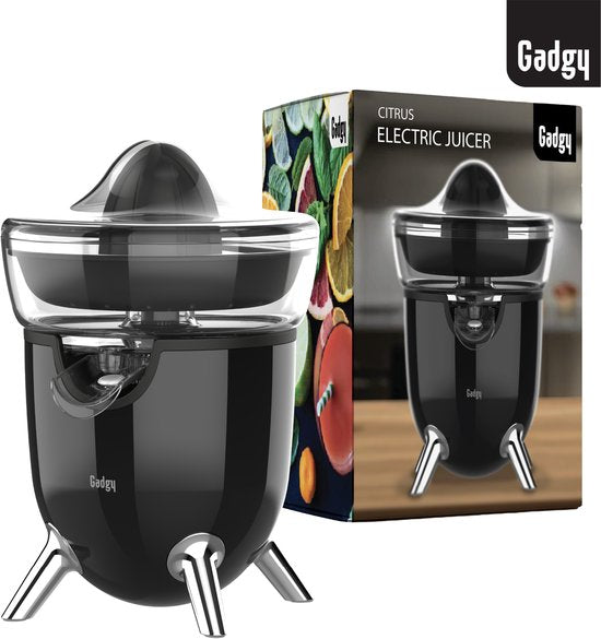 Presse-agrumes électrique Gadgy - Presse-oranges et presse-citrons avec bec verseur - Presse-agrumes avec 2 cônes de pressage - Système anti-gouttes - Antidérapant - 100 W - Noir - Lavable au lave-vaisselle
