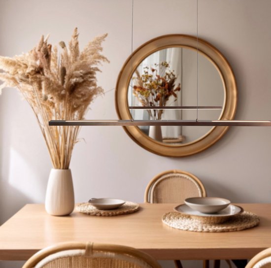 Suspension Bande 3994BR, lampe LED couleur bronze, 114 cm de large, avec système de réglage de la hauteur de Steinhauer, design élégant et moderne dans une teinte chaude