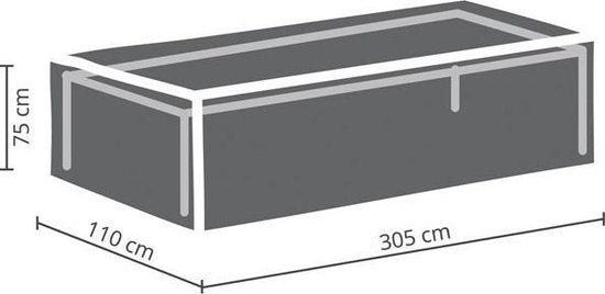 Perel Housse d'extérieur pour table jusqu'à 300 cm, grise, rectangulaire, 305 cm x 110 cm x 75 cm
