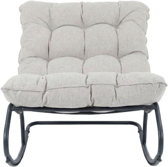 Fauteuil à bascule AXI Ruby noir/beige – Fauteuil à bascule d'extérieur – avec coussins épais – Structure métallique – Fauteuil de jardin lounge avec fonction de balancement