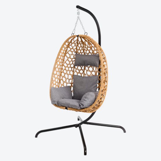 Fauteuil suspendu avec support et coussins – Fauteuil suspendu de jardin haut de gamme pour l'extérieur – Capacité de charge de 150 kg – 103 x 105 x 195 cm