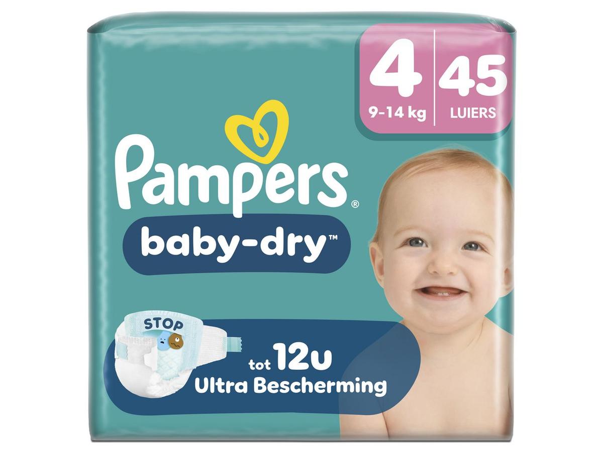 Couches Pampers Baby Dry - Taille 4 pour 9-14 kg - 45 pièces