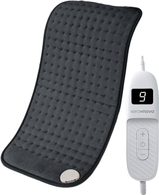 Seranova Coussin chauffant électrique pour le dos, les pieds, la nuque, les épaules, l'abdomen - Coussin chauffant - Coussin chauffant - Machine à laver - 40x30cm - Gris foncé