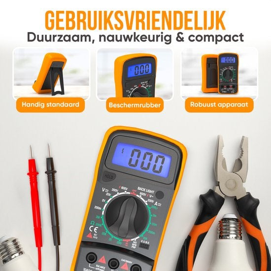 Strex Digital Multimeter - AC / DC - Batterie Duracell 9V, pince et étui de rangement inclus - Multimètre