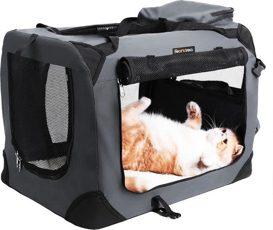 Feandrea - cage de transport - cage de voyage - 60 x 42 x 42 cm - pour chiens - pliable - tissu Oxford - gris