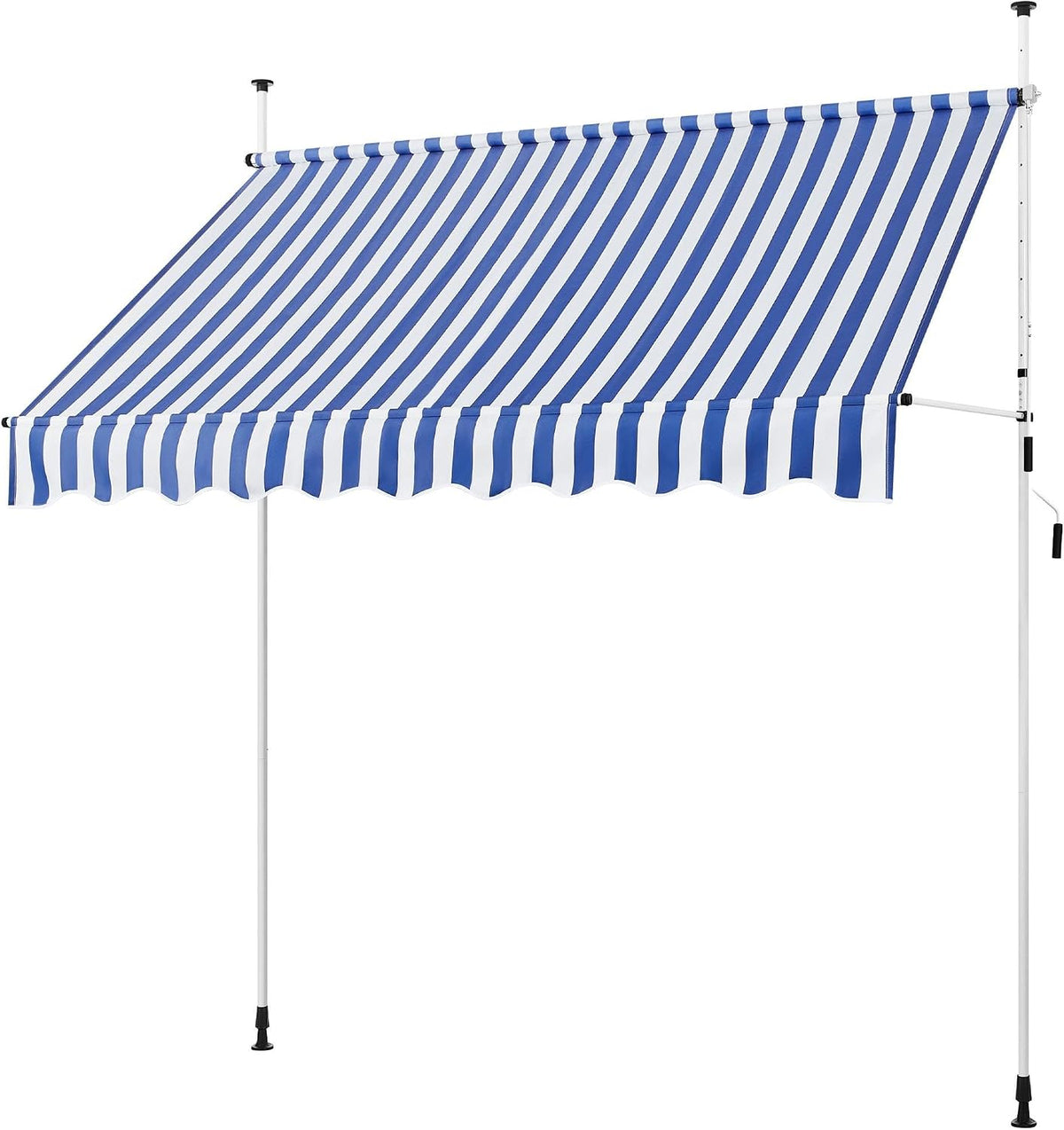 Yaheetech Store de balcon - Store à pince avec manivelle 250 cm - Réglable en hauteur - Bleu et blanc