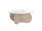 Table basse Kalune Design Aeris - Transparente - Travertin - 110 x 60 x 40 cm