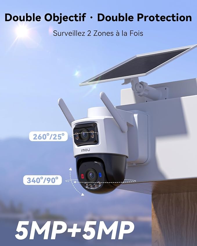 Caméra de sécurité solaire Imou IPC-SA70F-10M1T2 – Double 5 MP – Wi-Fi et 4G LTE – IP65