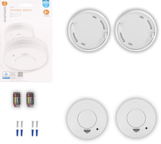 Smartwares 10.048.28 - Détecteur de fumée, lot de 2, 85 dB - Pile d'une durée d'un an, capteur d'une durée de 10 ans - Certifié TÜV - Détecteur d'incendie