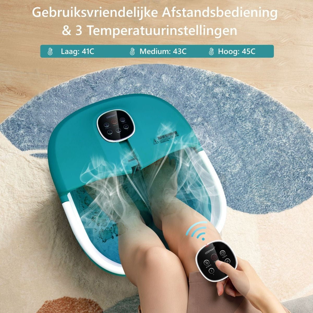 Coast foot bath massage -appareil de massage des pieds avec commande externe pliable 33.5 x 41 x 20.5 cm turquoise