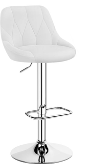 Tabouret de bar Yaheetech avec dossier et repose-pieds - Simili cuir - Réglable de 86 à 107,5 cm - 46 x 49 cm - Blanc
