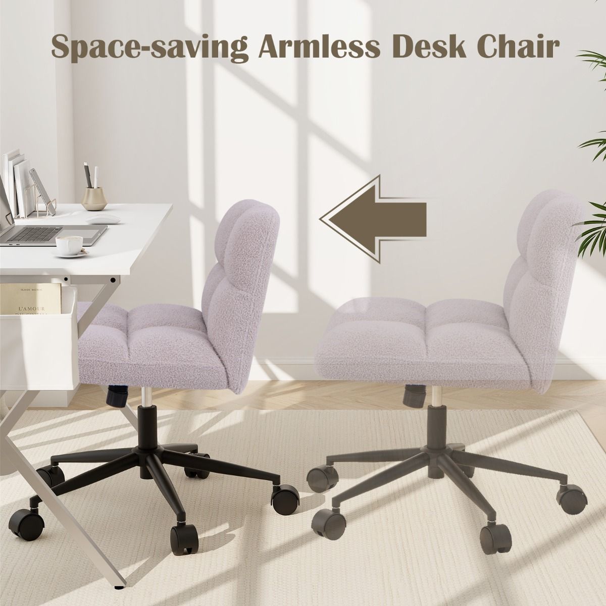 Chaise de bureau Coast sur roulettes - pivotante, sans accoudoirs - assise large - gris clair