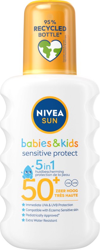 NIVEA SUN Babies & Kids Sensitive UV Sun Protection Spray - Bébé et enfant - SPF 50 - Spray solaire - Protection solaire - 200ml