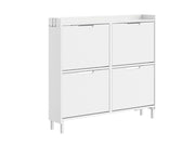 Armoire à chaussures Sobuy à 4 portes battantes - Design compact pour petite entrée - 100 x 19 x 93 cm - Blanc
