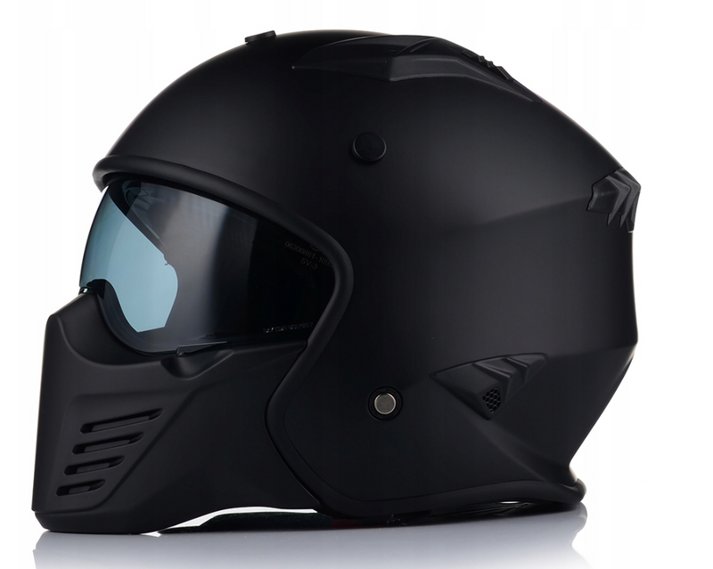 Casque de moto Vito Bruzano - Casque jet ouvert avec visière pare-soleil - Taille M (57-58 cm) - Noir mat