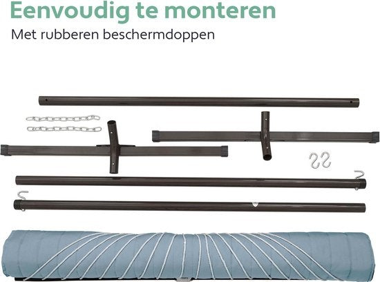 Hamac Vita5 avec support et mât d'écartement - 2 personnes - oreiller amovible - résistant aux intempéries - bleu/vert
