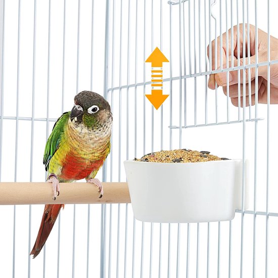 Cage à oiseaux Yaheetech pour perruches, canaris et perroquets - avec support, jouets et espace de rangement - Blanche - 46,5 x 46,5 x 136 cm