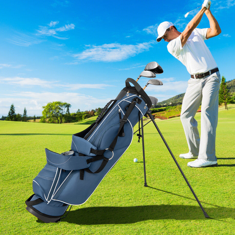 Coast Golf Stand Cart Bag - Séparateur à 4 voies - Léger avec 4 compartiments de rangement - Housse de pluie incluse - Poignées et double bandoulière - Dimensions : 36 x 32 x 112 cm - Couleur : Noir