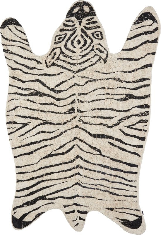 Tapis Chambre d'enfant - Tapis Jungle - Zèbre - 180 x 120 cm - Noir,Blanc