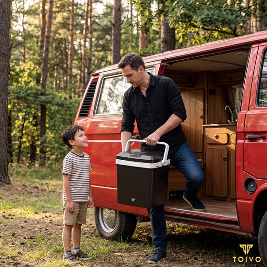 Glacière électrique Toivo - 26 litres - 12 V et 230 volts - Voiture - Réfrigérateur de camping - Refroidissement et chauffage - Glacière - Noir