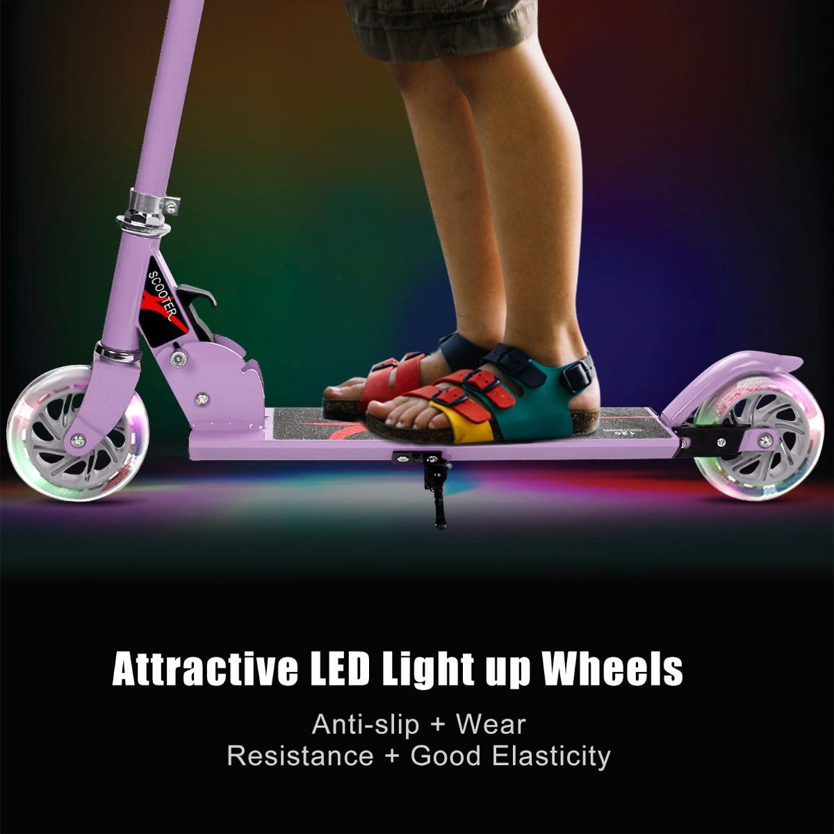Trottinette Coast pliable à hauteur réglable avec 2 roues clignotantes pour enfants à partir de 4 ans violet