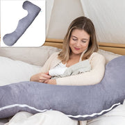 Oreiller de grossesse Litollo® XL - Oreiller d'allaitement - Oreiller de corps - Body pillow - 140 cm - Housse amovible - Gris - Polaire