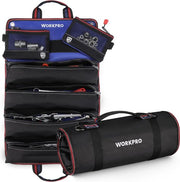 Sac à outils à roulettes, sac à outils multifonctionnel avec 2 pochettes amovibles et 4 pochettes à outils à fermeture éclair, organiseur en laine d'outils 720D Heavy Duty, idéal pour ranger