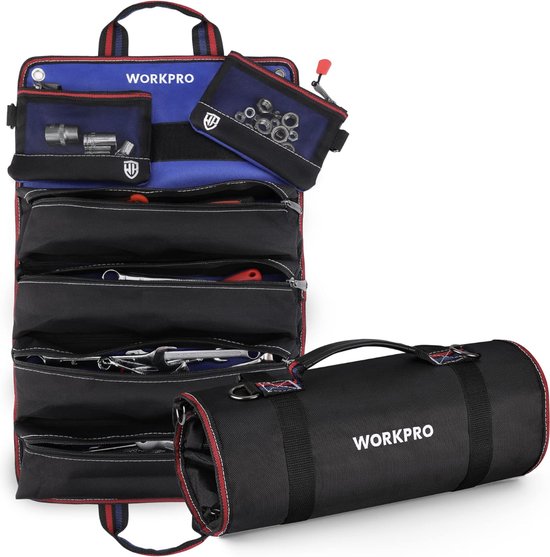 Sac à outils à roulettes, sac à outils multifonctionnel avec 2 pochettes amovibles et 4 pochettes à outils à fermeture éclair, organiseur en laine d'outils 720D Heavy Duty, idéal pour ranger