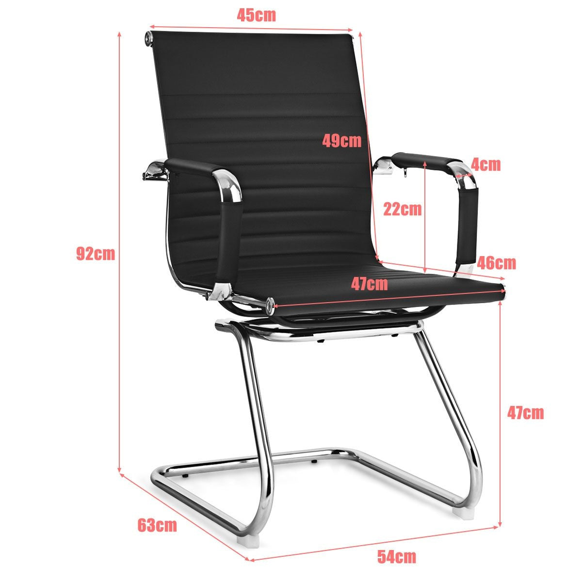 Coast Set de 2 chaises de bureau - Cuir PU - Max. 120 kg - Noir