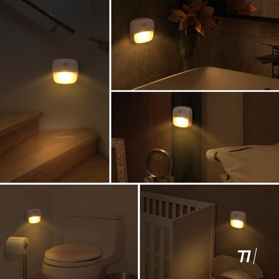 TIKKENS® Veilleuse avec détecteur de mouvement - 3 pièces - Lumière LED pour placard et escalier avec détecteur - Sans batterie