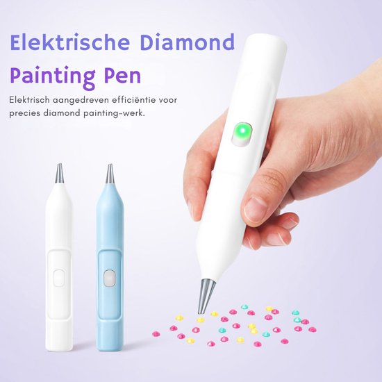 Rubye® - Stylo de peinture électrique pour diamants - Avec technologie d'aspiration - Rechargeable via USB-C - Confortable à utiliser - Pour pierres rondes et carrées - Blanc