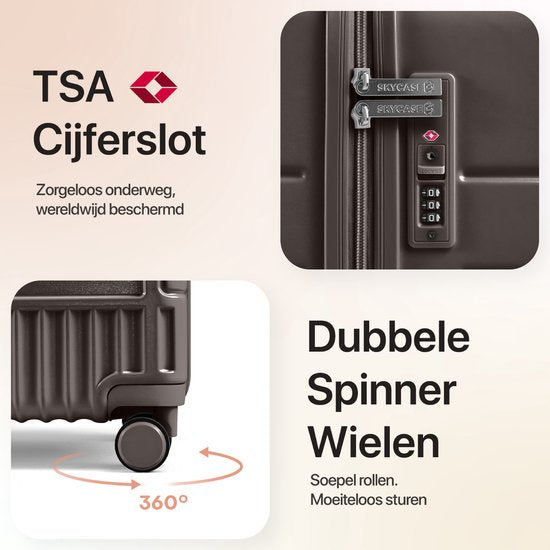 SKYCASES Classic Heritage - Grande valise de voyage - TSA Lock - 76x52x30 cm - 100L - XL Rolling Suitcase - 360° noiseless wheels - Lightweight - Trolley - Brown