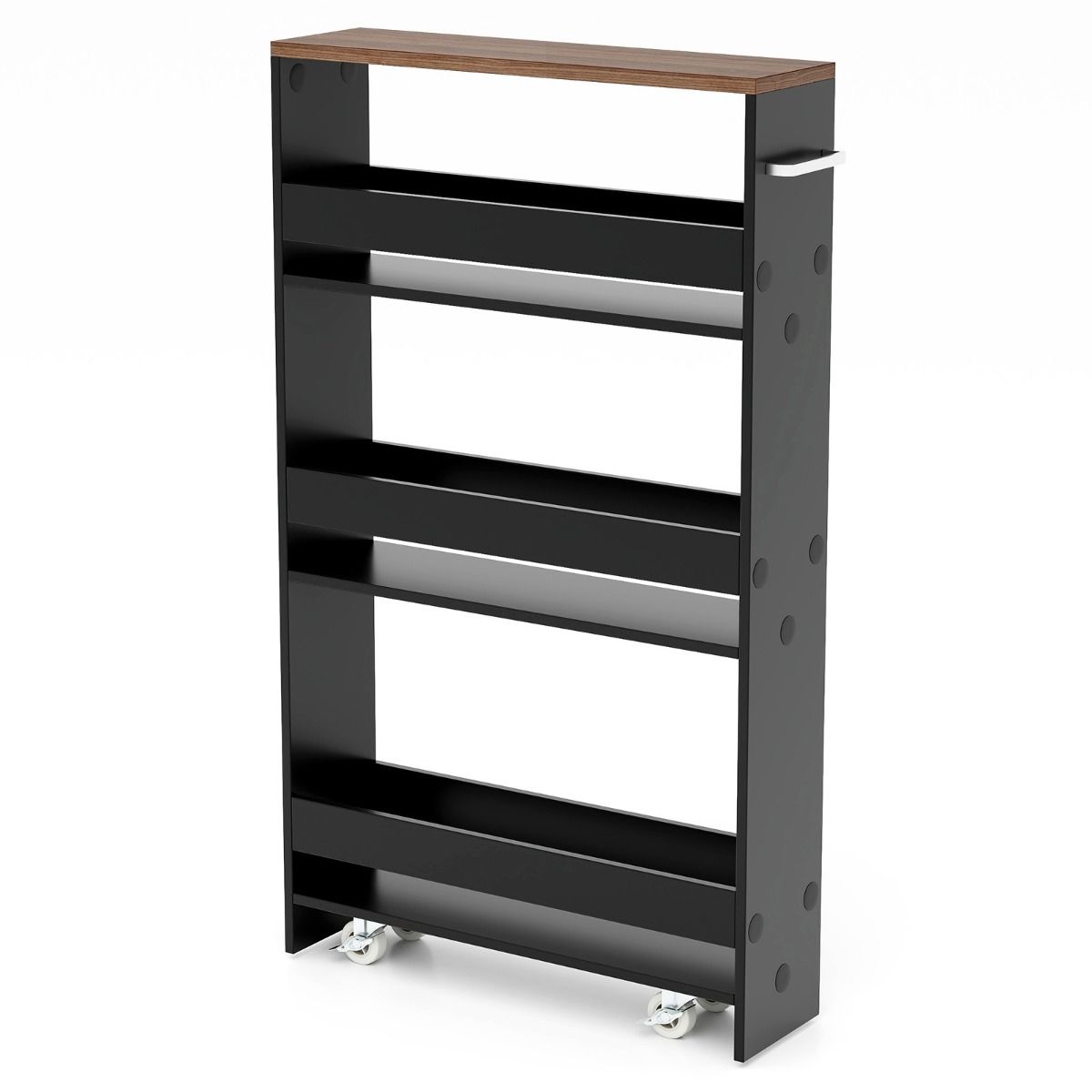 Coast Bathroom Rack On Wheels - 4-Layers - 48 x 13 x 81 cm - Black with Brown