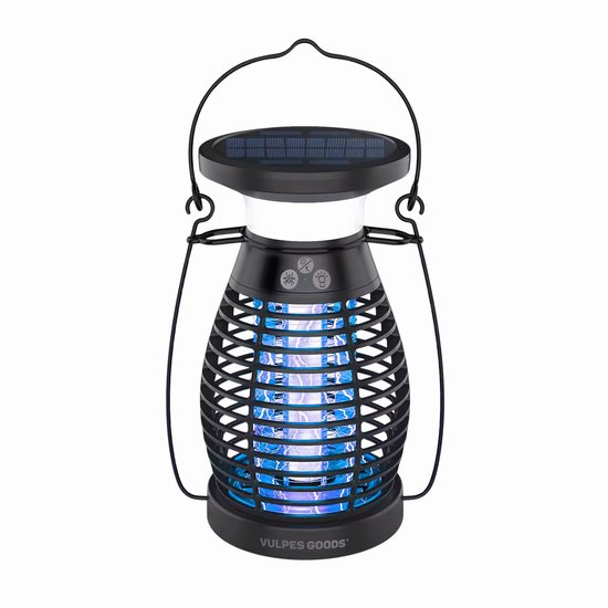 Vulpes Goods® Repellent - Mosquito lamp PRO - Electric Insect Killer - Fly lamp - Insect lamp - UV mode & Night light - Suspendable - Rechargeable & Solar - Waterproof - Incl. collection tray & cleaning brush