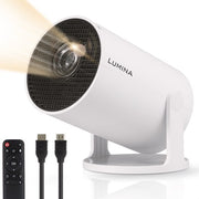 Lumina Mini Pro Beamer - Home cinema - Projecteur - Android 11.0 - WiFi 6 & Bluetooth 5.2 - Qualité d'image 4k - Ecran de projection - Blanc