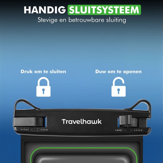 Étuis étanches pour téléphone Travelhawk - Lot de 2 Drybag - Étui sous-marin - Pochette étanche pour téléphone - Compatible avec tous les smartphones - Convient également pour les passeports et les cartes bancaires - Transparent - Eau - Vacances - Baignad
