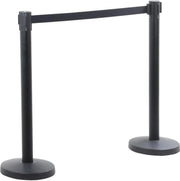 Yaheetech Jeu de 2 poteaux de barrière - 92 cm de haut - équipés d'un ruban rétractable de 200 cm et d'un système de couplage à 4 voies et d'une base solide - pour les zones VIP et les foires commerciales - acier noir