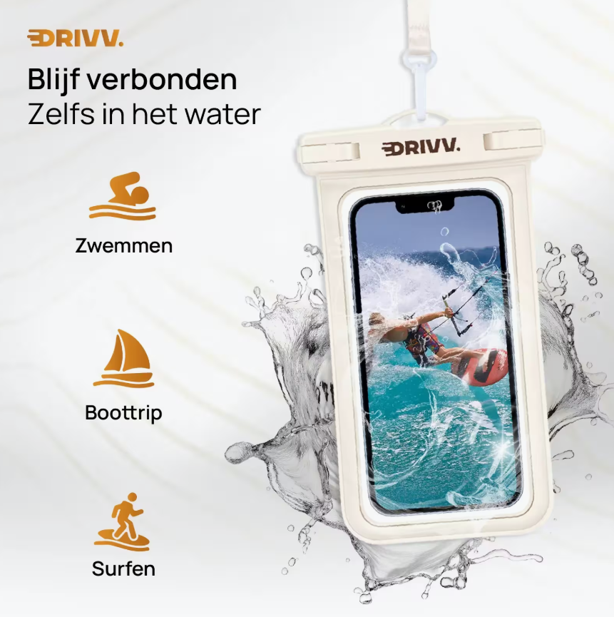 DRIVV - Lot de 2 étuis étanches pour téléphone - Beige - 20,5 x 12 x 1 cm - IP68, flottant