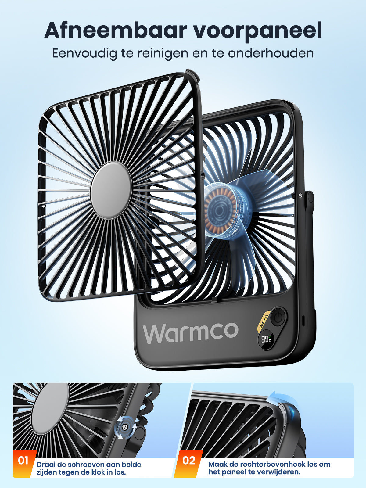 Ventilateur portable Warmco D3 - 7 pouces - 10 000 mAh